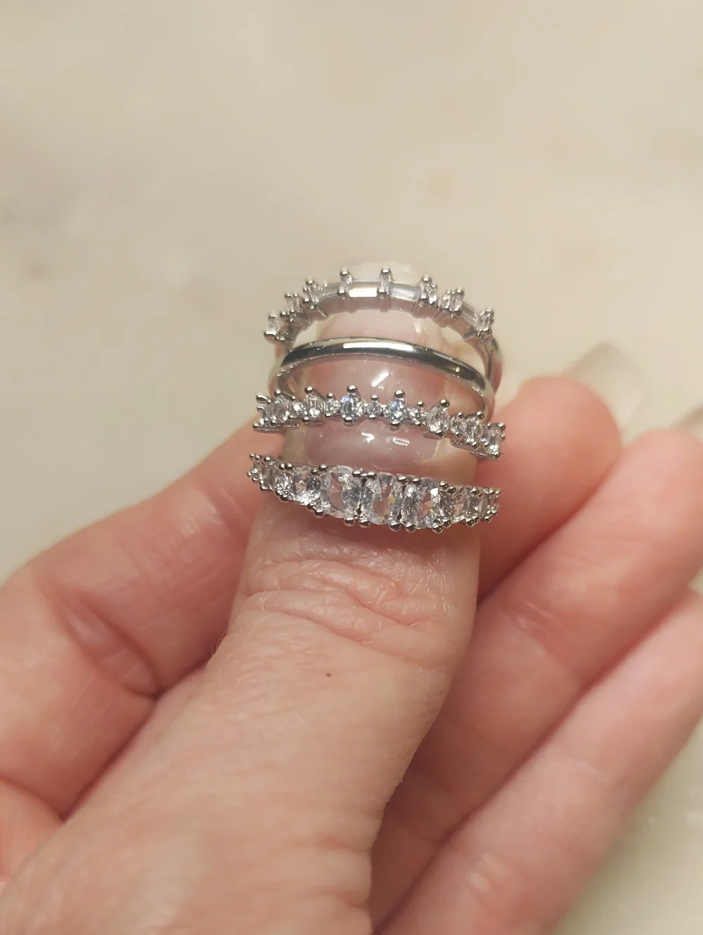 BOGO! NEW! Set Of 4 CZ Stackable Silver Rings Size 6